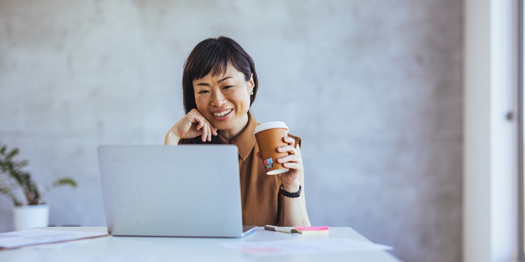 A job applicant attends a virtual meeting