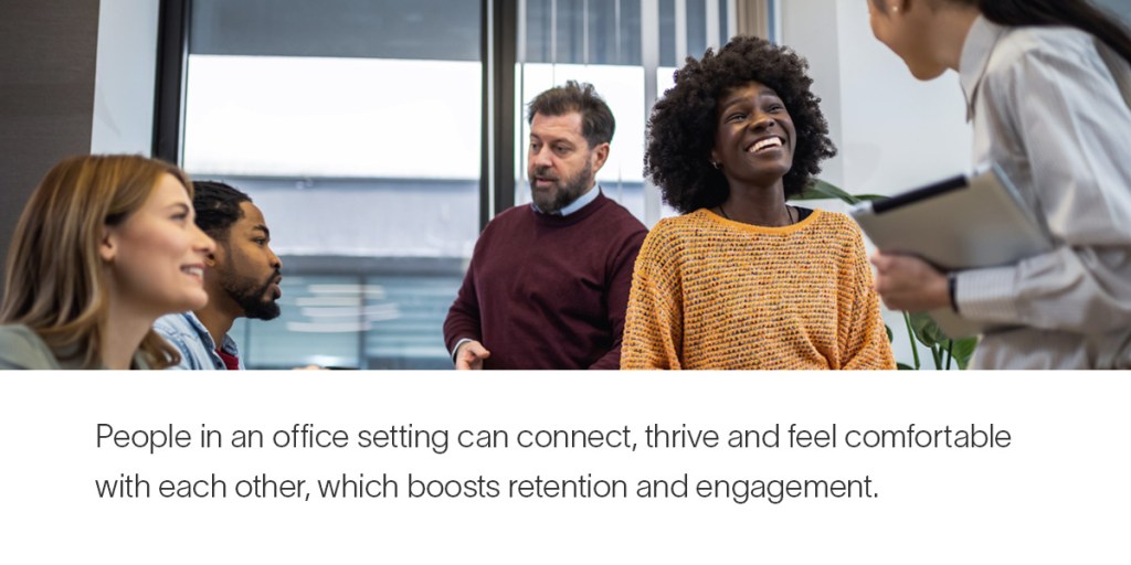A group of individuals in an office setting