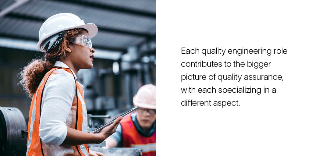 A quality engineer wears PPE and works in the field
