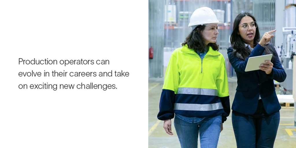 Two women take a tour of a facility