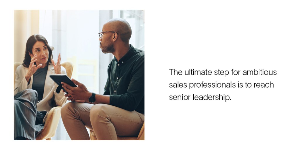 The ultimate step for ambitious sales professionals is to reach senior leadership.